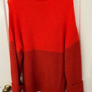 Z Supply Vibrant Red Cowl Neck Sweater